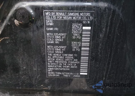 2016 Nissan Rogue Sv z USA, uszkodzony, nr VIN KNMAT2MV5GP663191